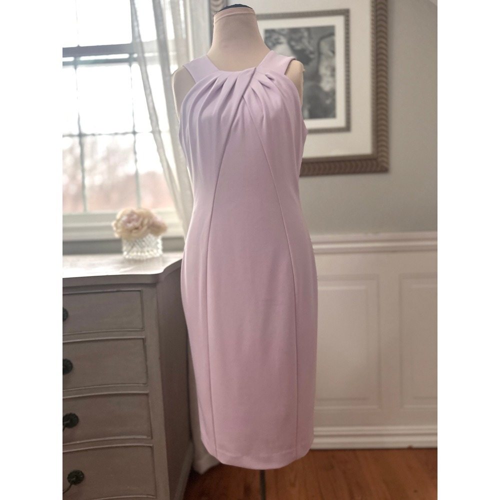 Calvin Klein Pleated Sheath Dress‎ Lavender Wedding Guest Cocktail Party Size 6
